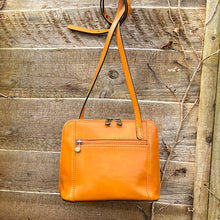 Load image into Gallery viewer, Mustard "Lia" Italian Leather Crossbody Bag (back)