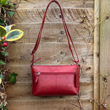 Load image into Gallery viewer, Red 'Astrid' Classic Leather Crossbody Bag (open)