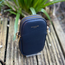 Load image into Gallery viewer, Navy Double Zip Phone Bag By David Jones (front)