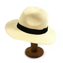 Load image into Gallery viewer, Natural Panama Style Foldable Sun Hat (on stand)