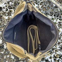 Load image into Gallery viewer, Mustard Large Soft Front Zip Pocket 'Sari' Shoulder Bag (open)