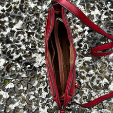 Load image into Gallery viewer, Red Elegance Italian Leather Crossbody Bag (open)