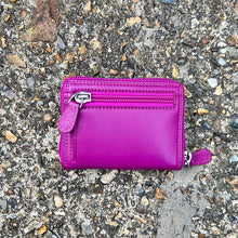 Load image into Gallery viewer, Orchid Leather Zip Round Credit Card Holder (back)