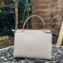 Load image into Gallery viewer, Ivory "Aria" Italian Leather Croc Grab Bag (back)