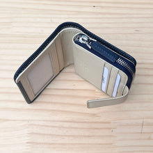 Load image into Gallery viewer, Navy & Cream Small Leather Purse