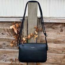 Load image into Gallery viewer, Black Triple Section Crossbody Bag By David Jones