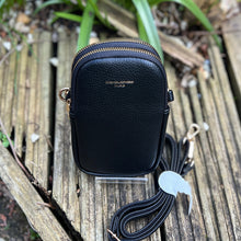 Load image into Gallery viewer, Black Double Zip Phone Bag By David Jones (front)