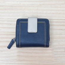 Load image into Gallery viewer, Navy & Cream Small Leather Purse (front)