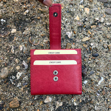 Load image into Gallery viewer, Red Leather Credit Card Holder with Note Section