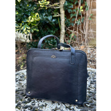 Load image into Gallery viewer, Navy "Lia" Italian Leather Crossbody Bag (front)