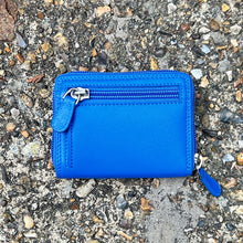 Load image into Gallery viewer, Cobalt Leather Zip Round Credit Card Holder (back)