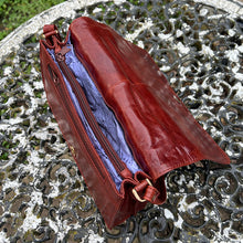 Load image into Gallery viewer, Cognac Flap Over 'Hannah' Leather Crossbody Bag (open)