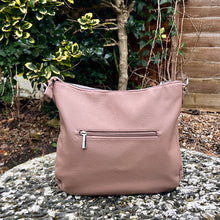 Load image into Gallery viewer, Camel Large Soft Front Zip Pocket 'Sari' Shoulder Bag (back)