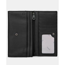Load image into Gallery viewer, Black Flap Over Leather Purse by Yoshi (open)