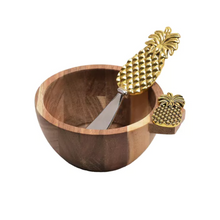 Load image into Gallery viewer, Pineapple Dip Bowl And Spreader Set (inside)
