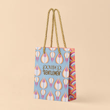 Load image into Gallery viewer, Pale Blue Men's Ancient Temple Bamboo Socks (packaging)