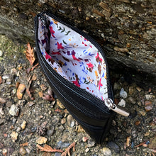 Load image into Gallery viewer, Black Soft Leather 3 Zip Coin Purse (open)