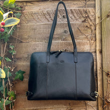 Load image into Gallery viewer, Black Stylish "Maria" Italian Leather Work Bag (front)
