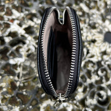 Load image into Gallery viewer, Black Single Zip Phone Bag By David Jones (open)