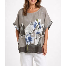 Load image into Gallery viewer, Abstract Floral Pocket Cotton Top (taupe)
