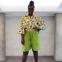 Load image into Gallery viewer, Abstract Print Crinkle Shirt (green multi)