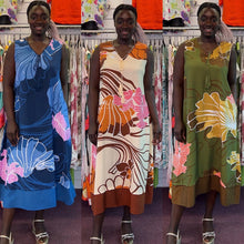 Load image into Gallery viewer, Abstract Print Sleeveless Maxi Dress with Tassel Tie Neck