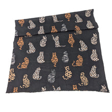 Load image into Gallery viewer, Animal Print Cat Silhouette Scarf – Black (open)