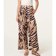 Load image into Gallery viewer, Animal Print Wide Leg Trousers with Metallic Stripe Detail