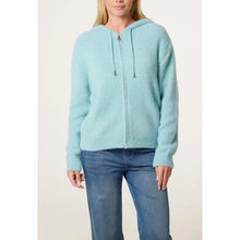 Load image into Gallery viewer, Aqua Cloud Knit Zip Hoodie