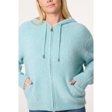 Load image into Gallery viewer, Aqua Cloud Knit Zip Hoodie (close up)