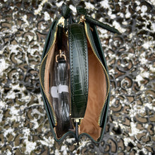 Load image into Gallery viewer, Aria Italian Leather Croc-Embossed Grab Bag (open)