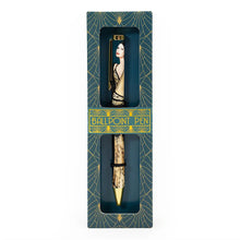 Load image into Gallery viewer, Art Deco Lady Ballpoint Pen – Black & Gold (boxed)