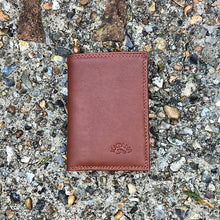 Load image into Gallery viewer, Small Marron Italian Leather Card & Coin Holder| 4 Card Slots