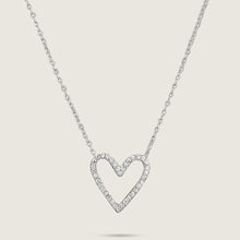 Load image into Gallery viewer, White Gold Plated Diamante Stainless Steel Heart Necklace