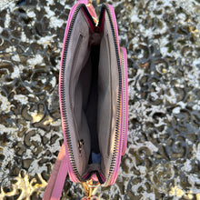 Load image into Gallery viewer, Flat Blossom Crossbody Bag with Credit Card Slots in Front Pocket (open)