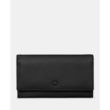 Load image into Gallery viewer, Black Flap Over Leather Purse by Yoshi (front)