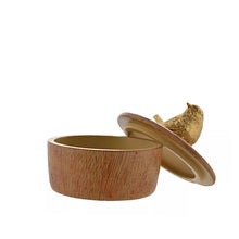 Load image into Gallery viewer, Golden Bird Wood Effect Trinket Box (open)