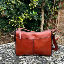 Load image into Gallery viewer, Chestnut Elegance Italian Leather Crossbody Bag
