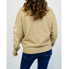 Load image into Gallery viewer, Mocha Embroidered Sequin Detail Soft Knit Jumper (back)