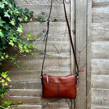 Load image into Gallery viewer, Chestnut Elegance Italian Leather Crossbody Bag (hanging)