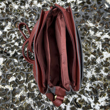 Load image into Gallery viewer, Two Tone Classic 'Brenda' Leather Crossbody Bag | Grey & Tan (open)