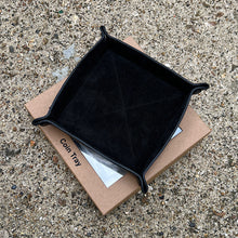 Load image into Gallery viewer, Black Leather Coin/Tidy Tray (boxed)