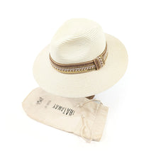 Load image into Gallery viewer, Natural Jewelled Band Panama Foldable Hat (on stand)