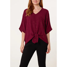 Load image into Gallery viewer, Berry Sparkle Tie-Front Blouse