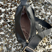 Load image into Gallery viewer, Black Pochette Zip Top Crossbody Bag (open)