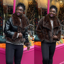 Load image into Gallery viewer, Black Reversible Faux Fur & Faux Leather Jacket