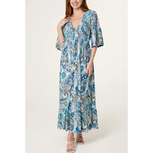 Load image into Gallery viewer, Blue Lagoon Paisley Maxi Dress