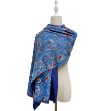 Load image into Gallery viewer, Blue Paisley Soft Touch Scarf (on model)