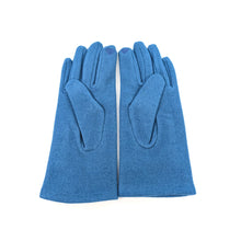 Load image into Gallery viewer, Blue Suedette Gloves with Multicolour Button Detail (palm)