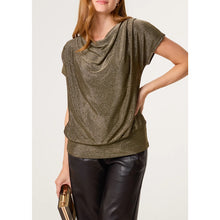 Load image into Gallery viewer, Bronze Shimmer Drape Neck Top